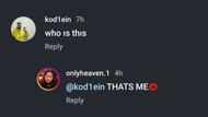 OnlyHeaven responds to a user's comment "Who is this" (@Plottttwistttttt)